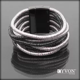 Elegantní moderní náramek od Ivone v kombinaci černé a stříbrné barv