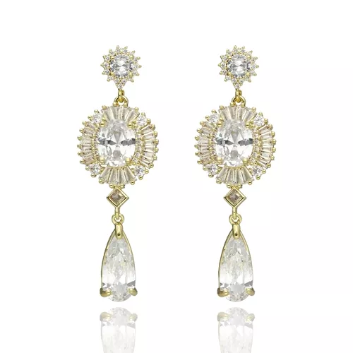 Jedinečné pozlacené náušnice E97350 od YVON s kubickými zirkony