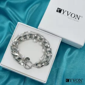 Krásný náramek - řetěz + skleněné perly, antialergenní od Ivon