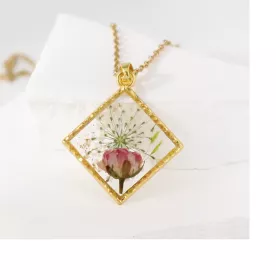Náhrdelník s pravými květy – kolekce Florea Diy pink Peony