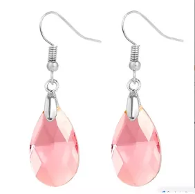 náušnice z chirurgické oceli s křišťály Swarovski růžové 