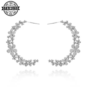 Náušnice z nerezové oceli E98552s od YVON - květinové půlkruhy