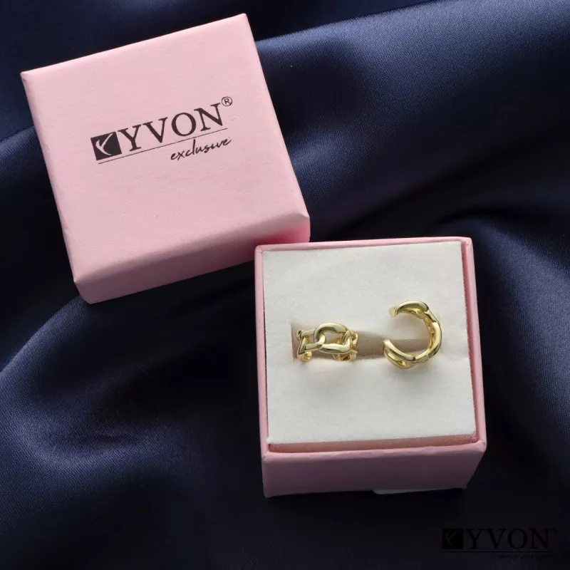 Pozlacené náušnice s desingem řetězu E01523 od YVON - hypoalergenní, falešný piercing