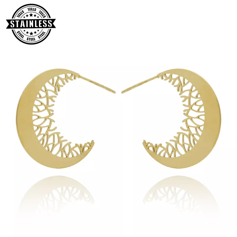 Pozlacené náušnice z nerezové oceli E98553z odYVON - půlkruhy hypoalergenní