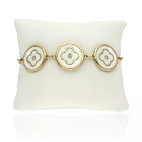 Pozlacený náramek z nerezové oceli kulaté ozdobné prvky bílé, hypoalergenní od Yvon, B97215