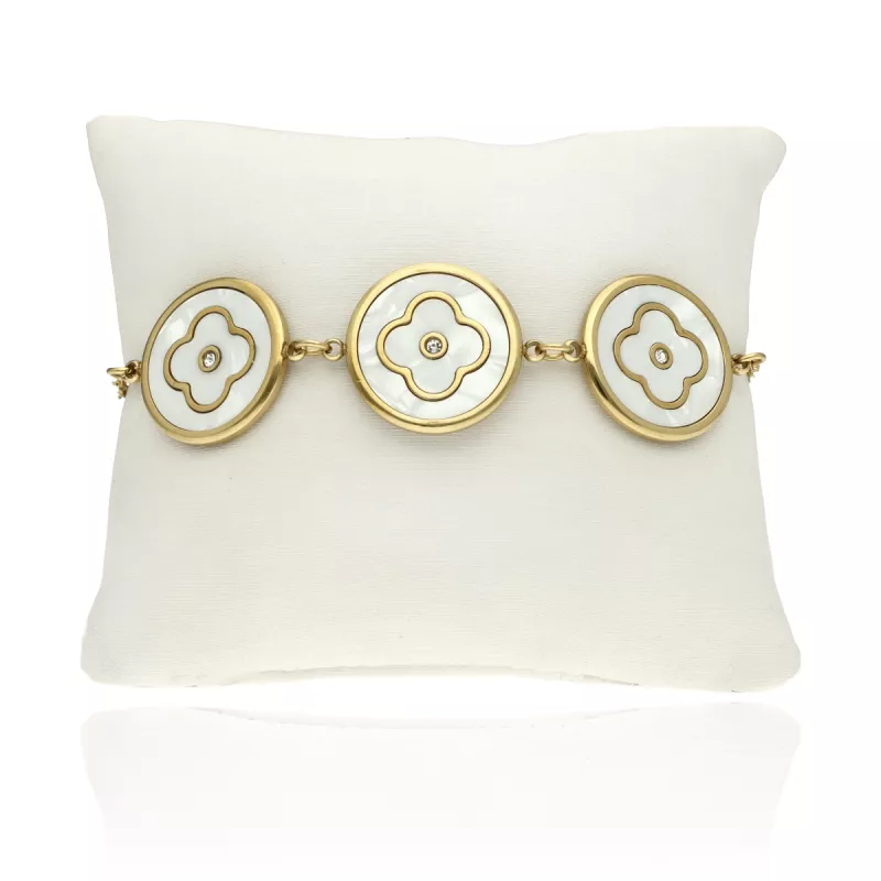 Pozlacený náramek z nerezové oceli kulaté ozdobné prvky bílé, hypoalergenní od Yvon, B97215