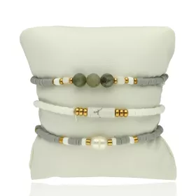 Sada náramků SUMMER TIME  B98744 od YVON, šedo bílá, hypoalergenní 