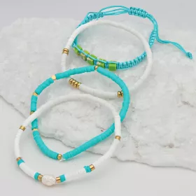 Sada náramků SUMMER TIME B98753 od YVON, bílo tyrkysová, hypoalergenní