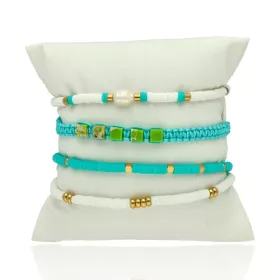 Sada náramků SUMMER TIME B98753 od YVON, bílo tyrkysová, hypoalergenní 