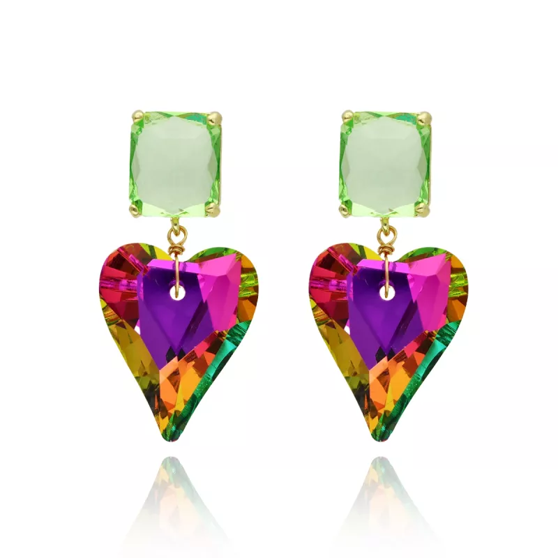 Sladké náušnice Kolczyki Neon kiss E97738 ve tvaru srdce fuchsiové od značky Yvon