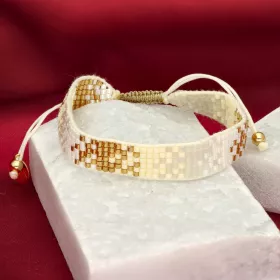 Tkaný náramek MIYUKI B97382 od YVON , hypoalergenní, bílá