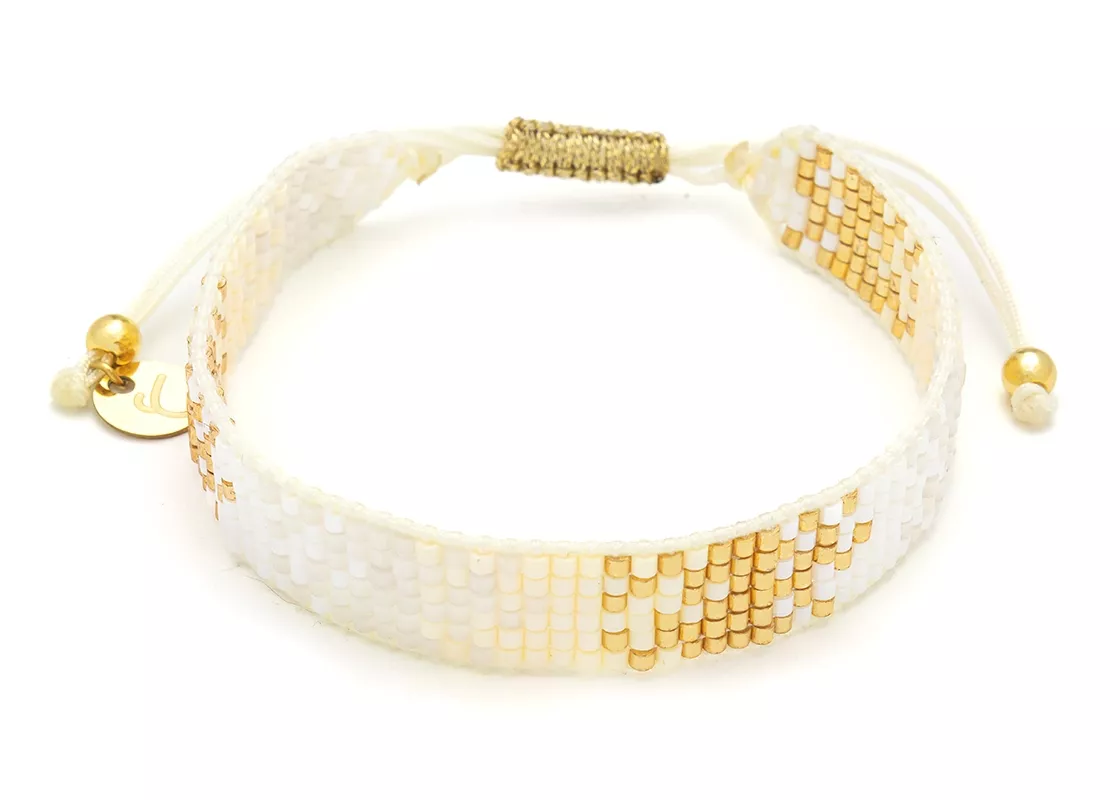 Tkaný náramek MIYUKI B97382 od YVON , hypoalergenní, bílá