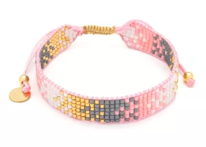 Tkaný náramek MIYUKI B97383 od YVON , hypoalergenní, růžová