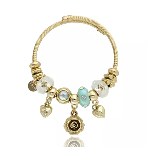 módní náramek, náramek s ozdobami,náramek s čarmy, dámský korálkový náramek, elastický náramek biżuteria damska YVON, módní doplněk YVON