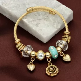 módní náramek, náramek s ozdobami,náramek s čarmy, dámský korálkový náramek, elastický náramek biżuteria damska YVON, módní doplněk YVON