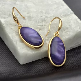 náušnice s pryskyřicí, náušnice s barevnými čarmy, živičné náušnice, dámské módní náušnice, YVON bižuterie náušnice, elegantní náušnice 4 cm