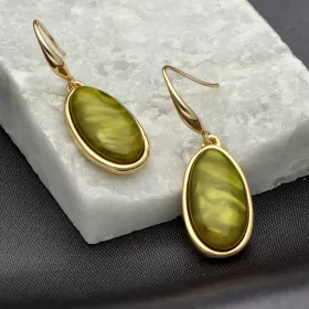 náušnice s pryskyřicí, náušnice s barevnými čarmy, živičné náušnice, dámské módní náušnice, YVON bižuterie náušnice, elegantní náušnice 4 cm