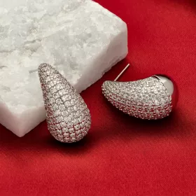 náušnice se zirkony, elegantní dámské náušnice, antialergenní náušnice YVON, zářivé náušnice s kamínky, bižuterie dámské náušnice, kolczyki z cyrkoniami